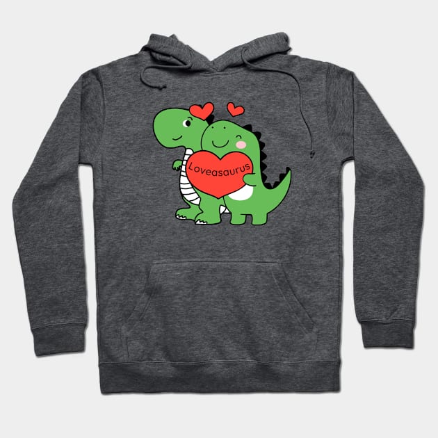 Valentines Day Loveasaurus Hoodie by Snow Digital Designs